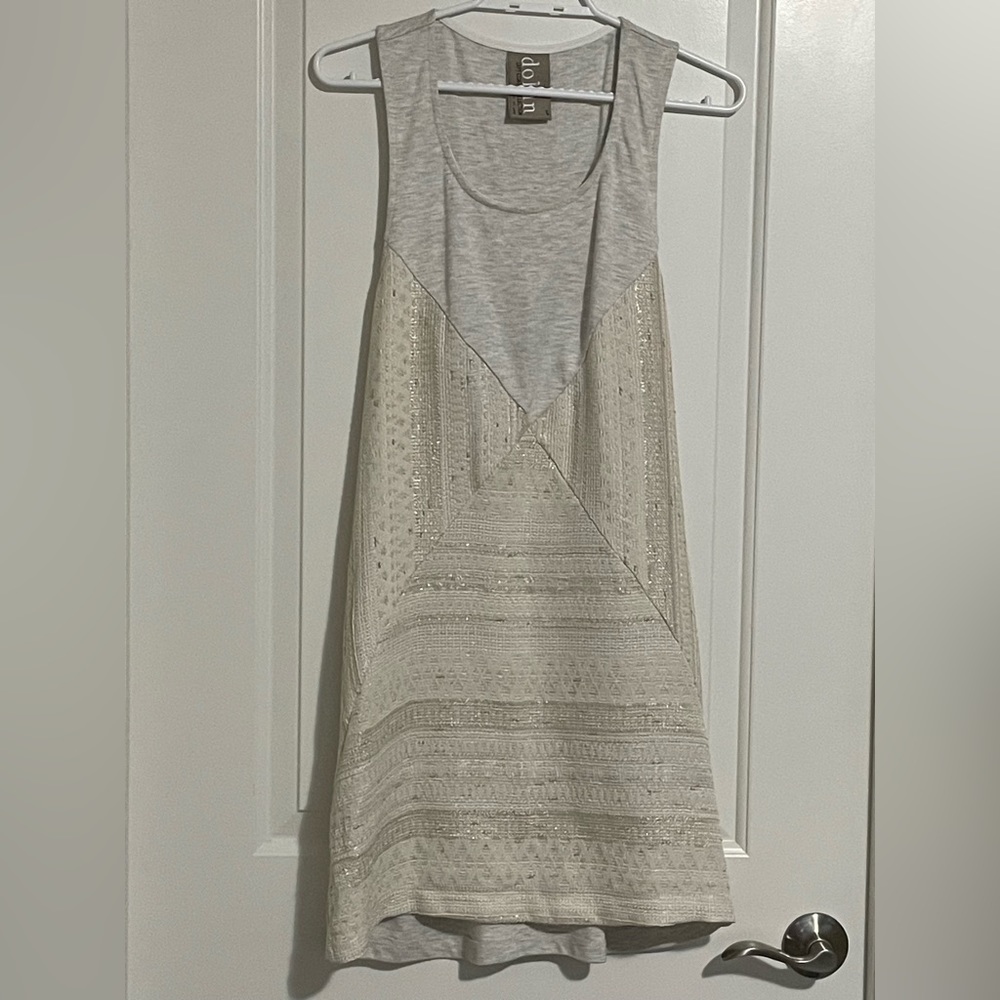 DOLAN shift dress with gold and cream embroidered front size 8